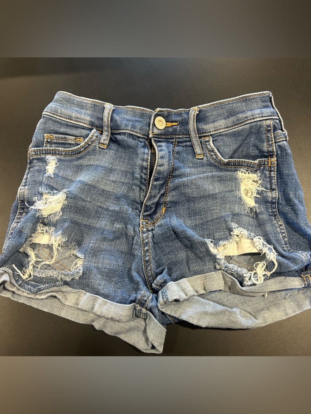 Classic Distressed Denim High Rise Shorts